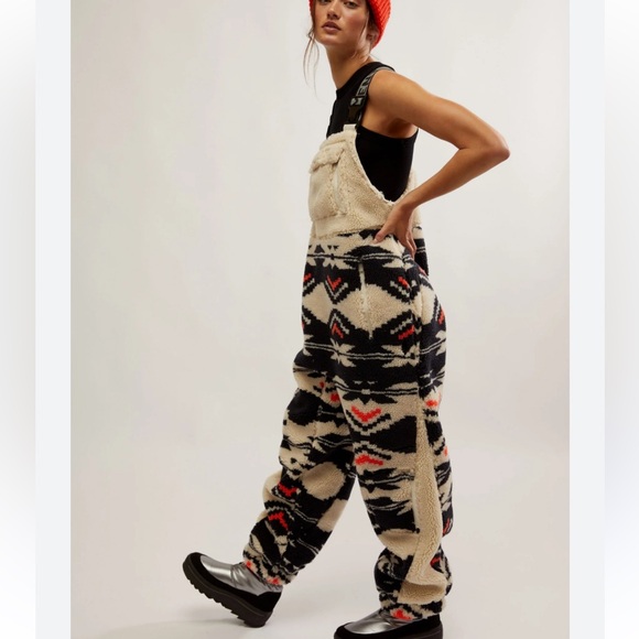 Free People Hit The Slopes Printed Salopette/Black Fairisle Combo NWOT - Picture 3 of 8